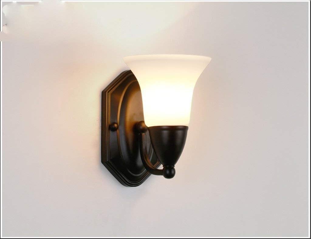 Wall Sconces, ノルディック壁アメリカの国V-INTAGE WROUDE鉄ガラスのシェードウォールランプ、現代のミニマリ