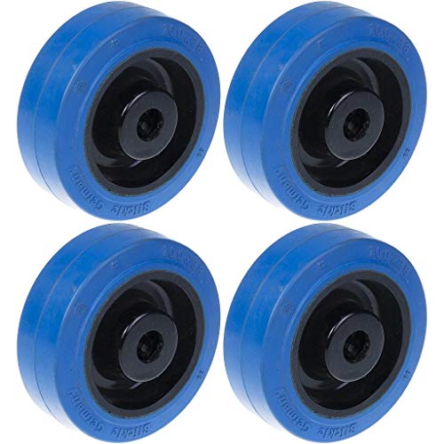 80 mm 3 Zoll Rad blau Gummi mit Nylonmitte, stark 560 kg Tragkraft, Set mit 4 Stück Cover