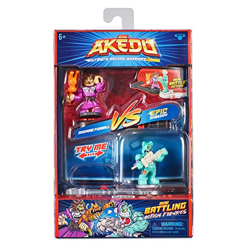Akedo - Ultimate Arcade Warriors Versus Pack Mini Battling Action Figures - Ready, Fight, Split Strike - Epic Shreddy Vs Madame Furball Multicolor 14267 #TOP1