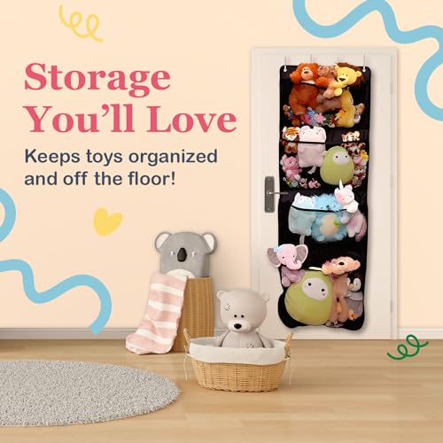 Lillys-Love-Over-Door-Stuffed-Animal-Toy-Storage-Hanging-Organizer-4-Expandable-Mesh-Net-Pockets-Stores-Loads-of-Plush-Toys-Large-Plushie-Display-for-Boys-Girls-Light-Grey-65-x-23 Lillys Love Over Door Stuffed Animal Toy Storage Hanging Organizer 4 Expandable Mesh Net Pockets Stores Loads of Plush Toys Large Plushie Display for Boys Girls Light Grey 65 x 23