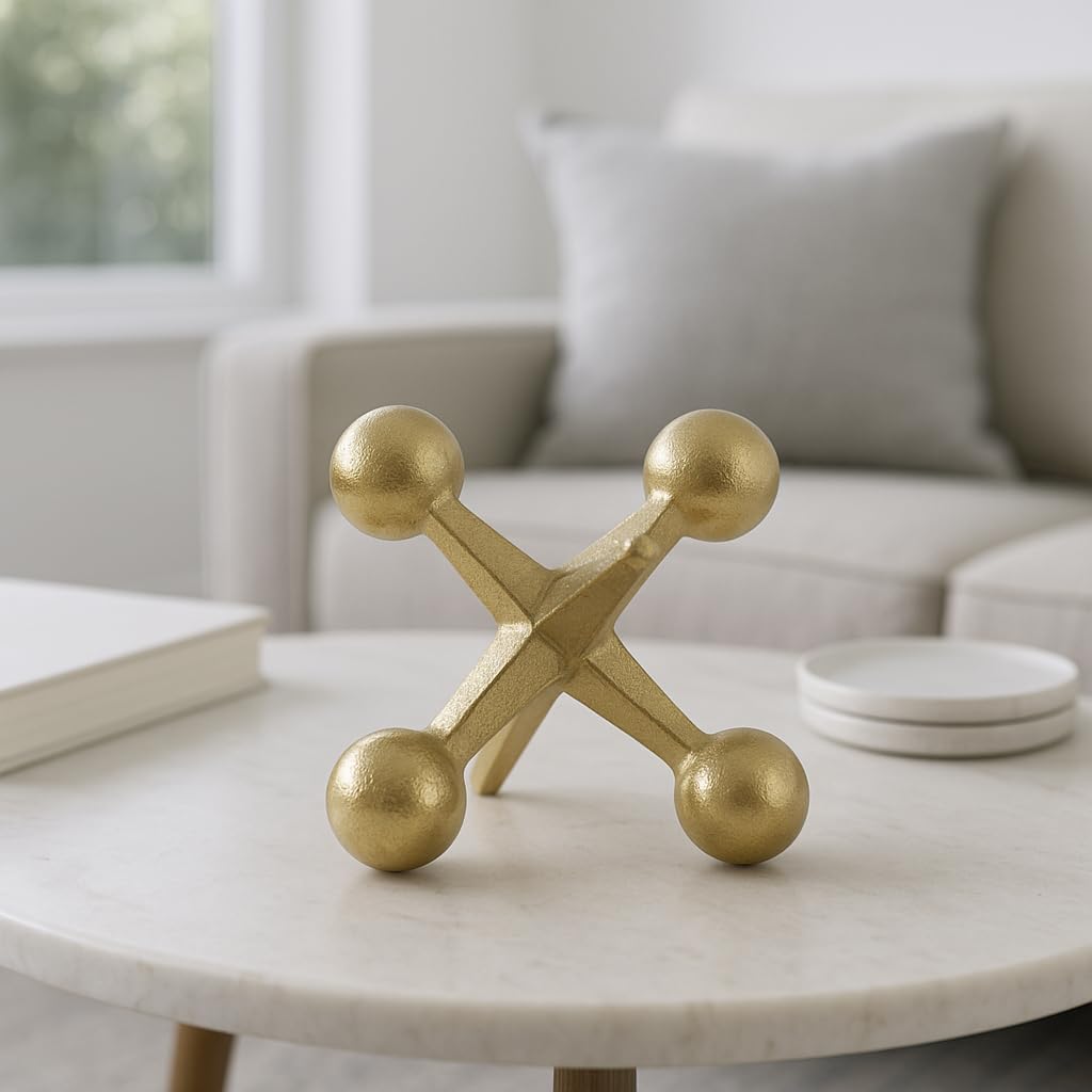 木製の抽象的な置物 自然な黄色 Amazon.com: Gold Metal Jacks Decorative Object – Abstract