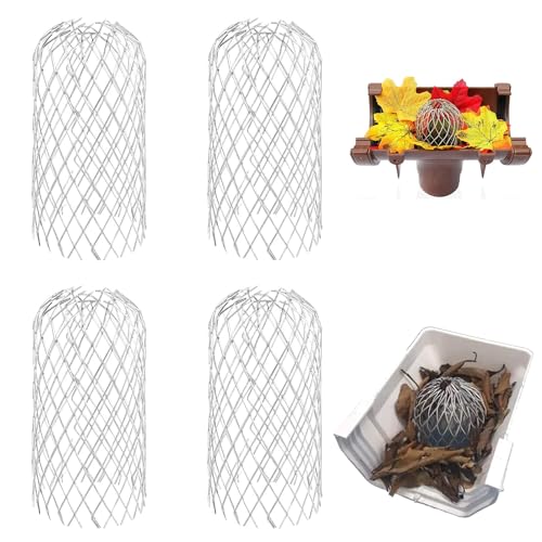 Jenrisben 4pcs Metal Gutter Guard Mesh Expandable Downpipe Leaf Guard Filter Aluminum Drain Pipe Cover Guttering Leaf Guard Gutter Traps Gutter Strainer for Moss Leaves Muck Mud
