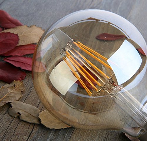 LED Filament Bulb G80, Amber Color Gilded Glass Body - 4W LED Filament Bulb G80, Amber Color Gilded Glass Body - 4W
