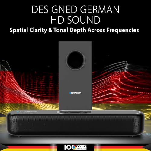 Image of Blaupunkt SBW Newyork 20 2.1 CH Soundbar with Wired Subwoofeer I 120W RMS I HDMI-ARC I Bluetooth I AUX I USB I Remote Control with Equalizer