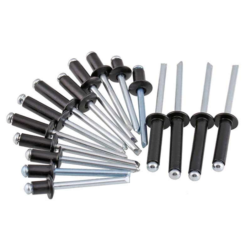 Juego surtido de remaches ciegos de cabeza de domo de extremo abierto autotaponable de aluminio Juego de tapas grandes para trabajos en conductos automotrices y chapas de metal