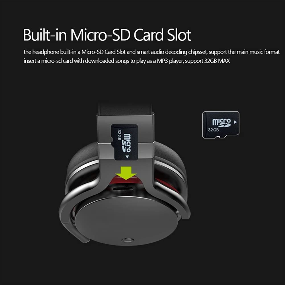 Bezprzewodowe słuchawki nauszne, słuchawki sportowe Bluetooth, Hi-Res audio, głębokie basy, puchar do uszu z pianki pamięci, dla długotrwałego noszenia,Black