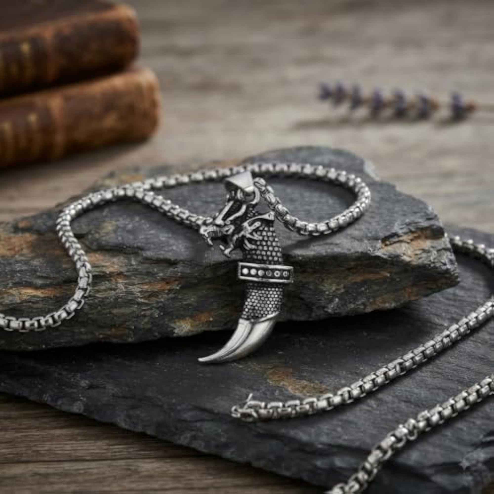Evil Eye Talisman Big Cat Claw Metal Pendant Necklace, Nazar Protection