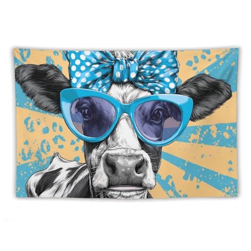 Tapisserie vache lunettes de soleil en tissu doux imprimé esthétique moderne