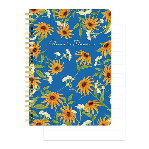 Carnet spirale Olivia's Flowers rigide et élégant pour le dessin