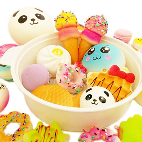 CloverTale 20 Pack Squishy Toy Jumbo Food Squishise Cat Hamburgers Cream Scented Slow Rising Squishies Charms, Kid Toy, Lovely Toy Stress Relief Toy Cell Phone Straps Key Chains Stress Relief toy - Thumbnail 5