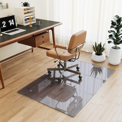 Image of [Tempered Glass] 30 inch x 48 inch Glass Office Chair Mat for Carpet