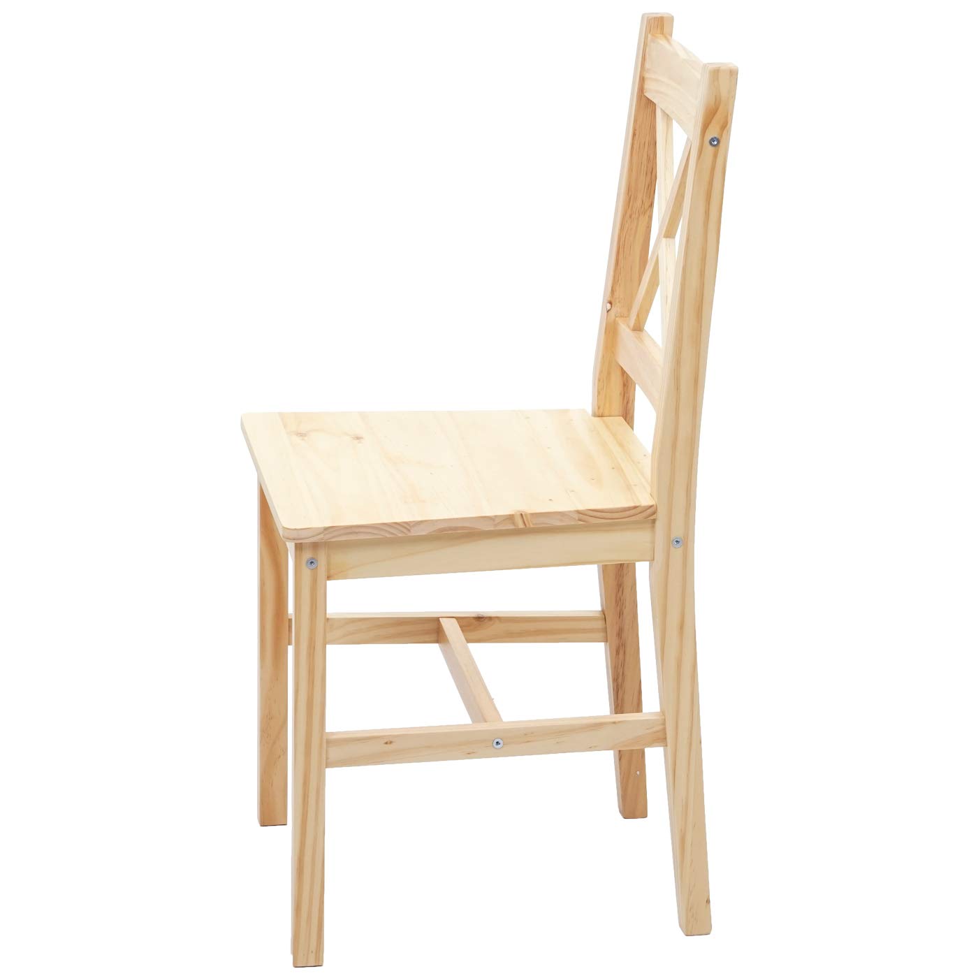 Mendler Juego de 2 sillas de comedor HWC-F77, sillas reclinables de cocina, madera maciza de pino barnizada