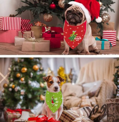 Bandanas de Natal para cães, 2 peças, dupla face, reversível, fantasia de cachorro de Natal, bandana