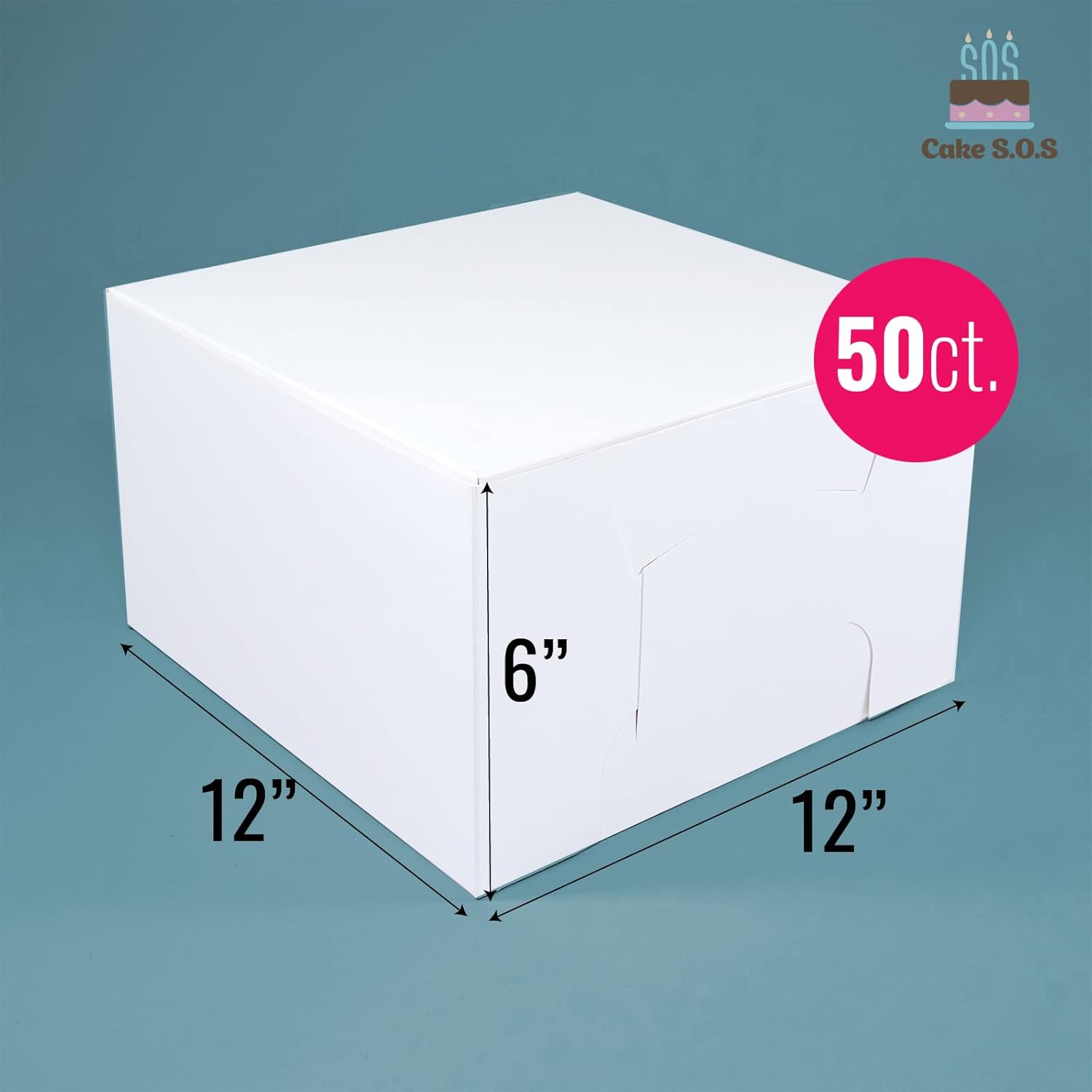 12"x12" White Cake box, Premium Bakery Boxes, One piece, for