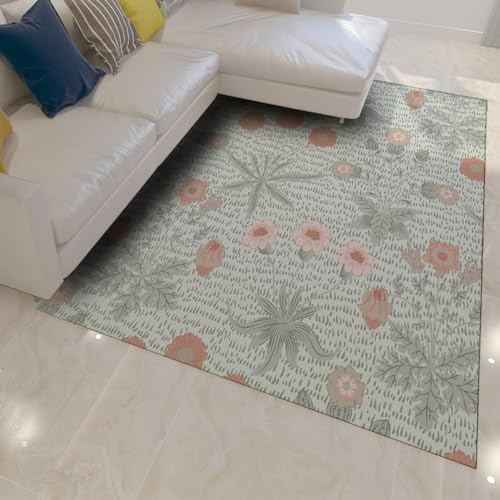 Tapis 90x150cm floral oriental doux avec dossier de sécurité antidérapant
