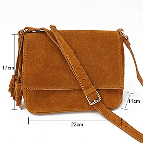 DieffematicDJB Bauchtasche Damen Damen Leder lässig Schultertasche Damen niedlich Casual Wildleder Tassel Fringe Music Festival Messenger Bag
