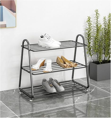 Image of MetalTouch 3-Tier Metal Shoe Rack for Entryway, Closet, or Bedroom ? Stackable & Space-Saving Shoe Organizer Shelf ? Rustproof, Heavy-Duty Storage ? Black