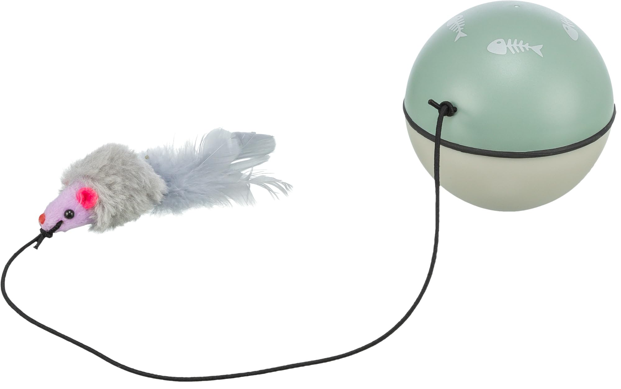 TRIXIE cat toy ‘’Turbinio""’ - Ball with motor and mouse on rubber band - rolls irregularly - battery-operated - plastic - ø 9 cm - 4564