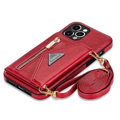 Protection portefeuille iPhone X cuir rouge fermeture éclair latérale