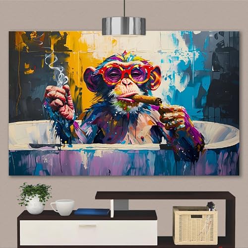 Affiches Monkey Smoke toile 80x120cm art graffiti décoration - 2