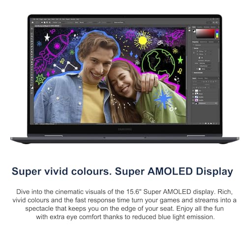Image of Samsung Galaxy Book4 360 2 in 1 Laptop (15.6 inch FHD AMOLED Touchscreen, Intel Core 5 120U, 16GB DDR5, 1TB SSD) AI PC for Designer, Fingerprint, Win11 Pro, NP750QGK (Renewed)