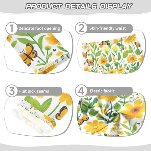 Green Flower Butterflies A Girls Leggings Athletic Pants Tights Stretch Bottom3