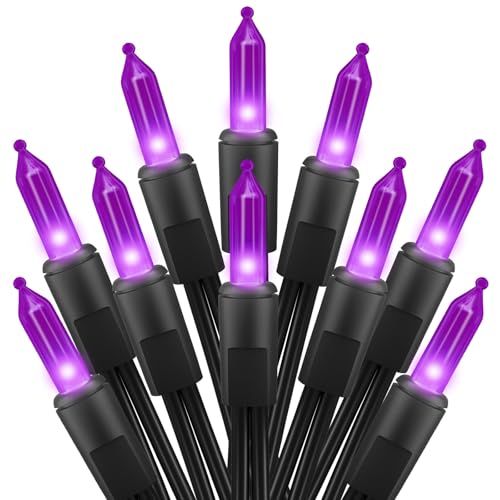 Purple Halloween Mini Lights, 50 Count 13 Feet Incandescent Bulb Mini String Lights, Connectable Halloween Light for Haunted House Ghost Party Holiday Window Indoor Outdoor Decoration, Purple