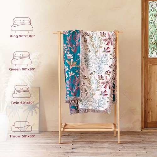 Image of LUTBM Boho Throw Blanket for Couch 50 inchx60 inch, Cotton Decorative Bed Throw