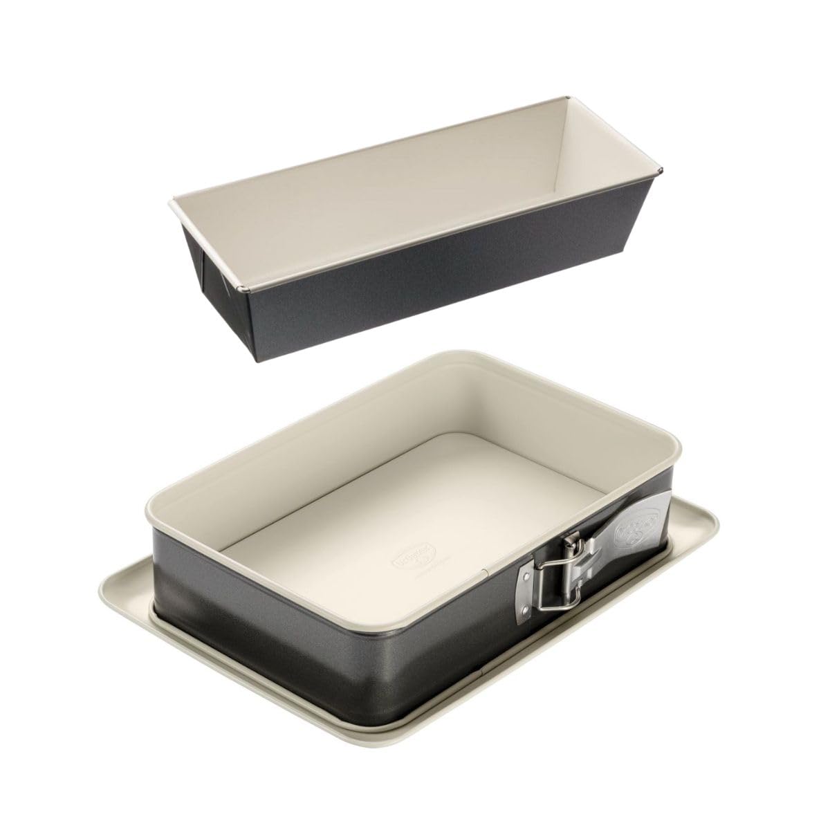 Dr. Oetker 9928850 Zestaw 2 foremek do ciasta, forma do ciasta, prostokątna forma do ciasta, forma ceramiczna, stal, ceramika, 30 x 13 x 7,5 cm i 28 x 18 x 7 cm