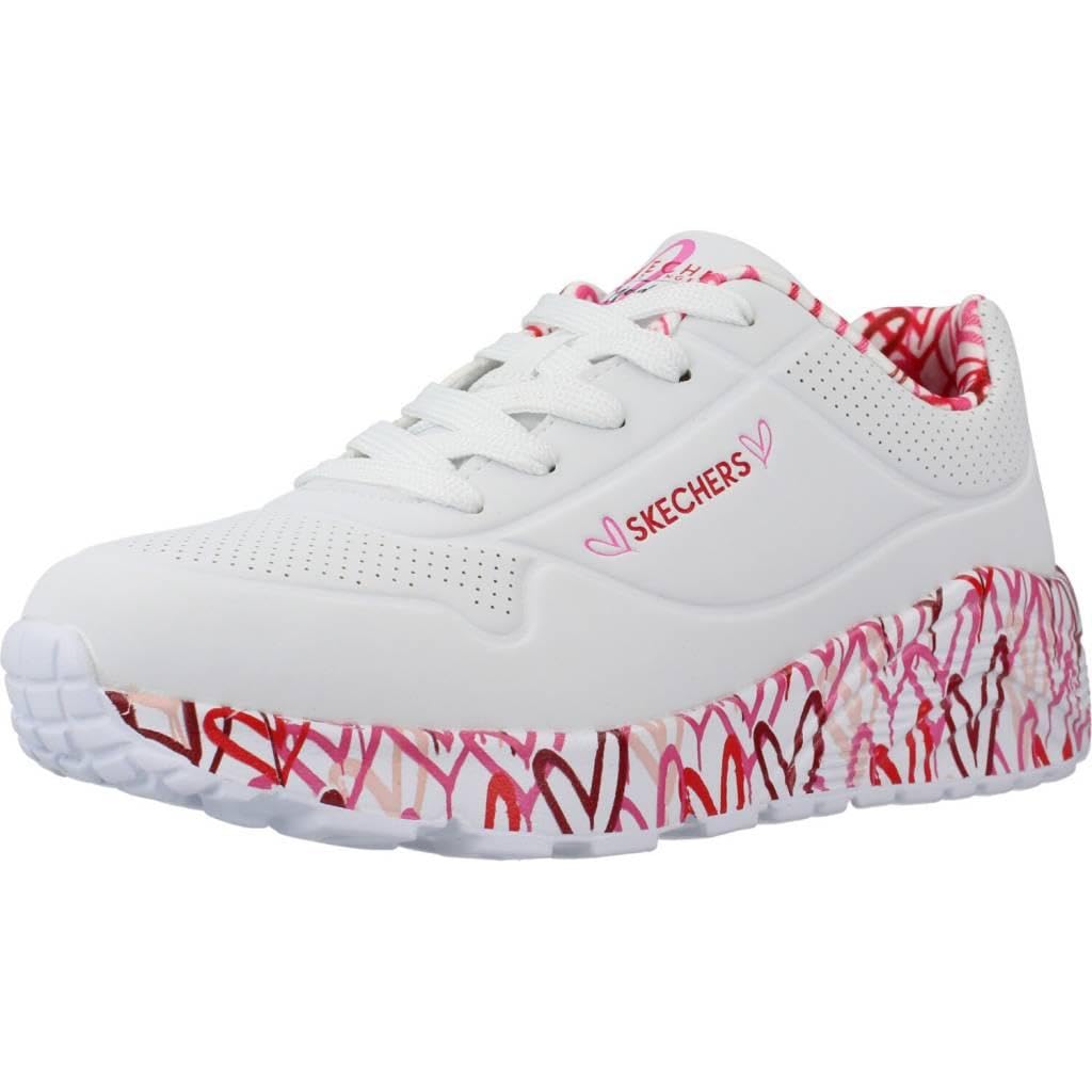 Skechers Mädchen Uno Lite Lovely Luv Sneaker, White Synthetic Red Pink Trim, 28 EU