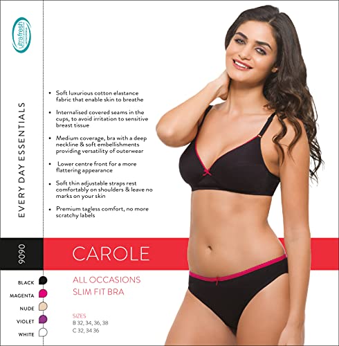 Image of Laavian Women's Wirefree Non Padded Plunge Neck Bra with Elasticated Support Band and Adjustable Shoulder Straps