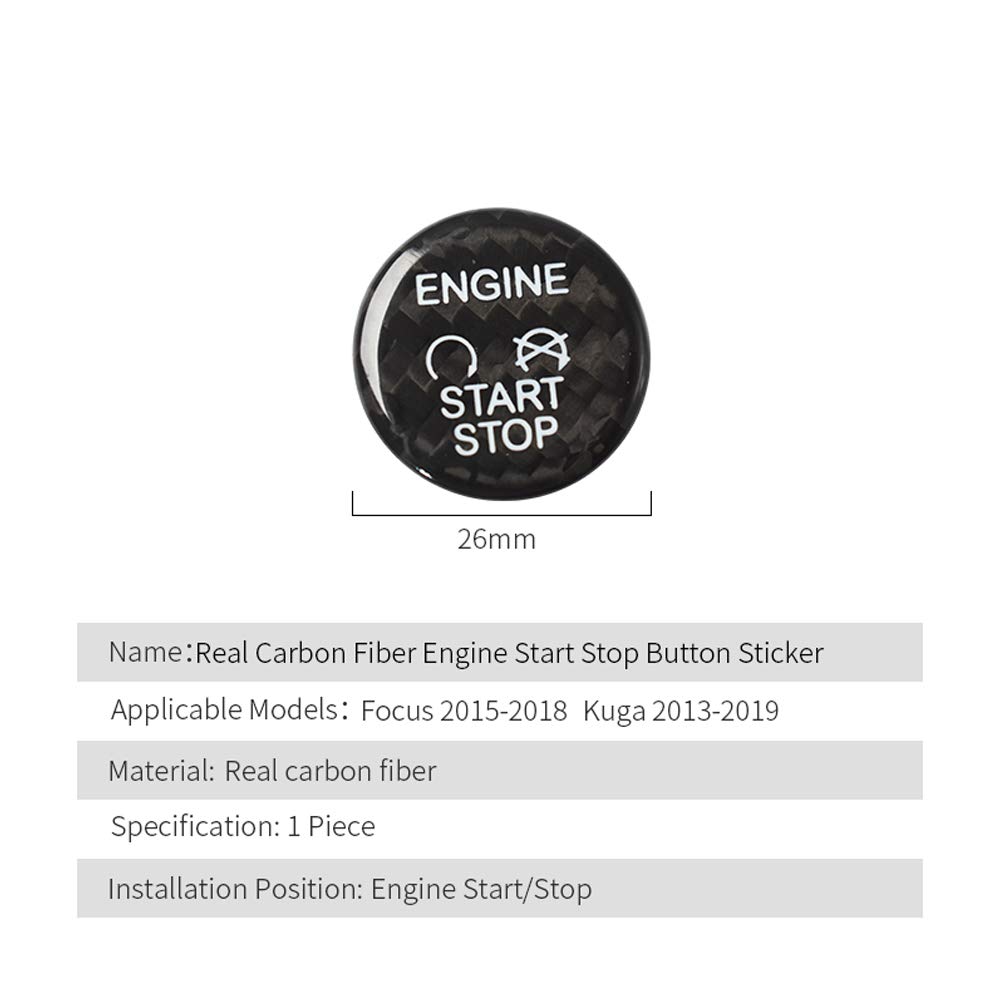 ontto Fibra di Carbonio Auto Start Stop Engine Pulsante Adesivo per Ford Focus Everest Edge Mondeo Taurus F150 Explorer Interruttore di Accensione Pulsante Copertura Adesivo Trim Decorazione-Rosso