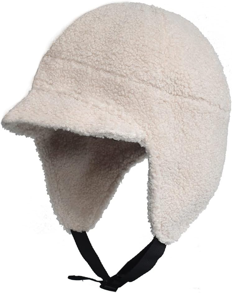 JSEIAJB Outdoor Fleece Warm Winter Hats with Visor Windproof Earflap Cap Trapper Hunting Hat Ski Hat(Black)