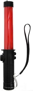 iplusmile Traffic Wand Traffic Baton Light, Safety Traffic Baton Portable LED Lamp Emergency Whistle Baton Magnet Hook for Outdoor (Red Battery Style, 30CM)