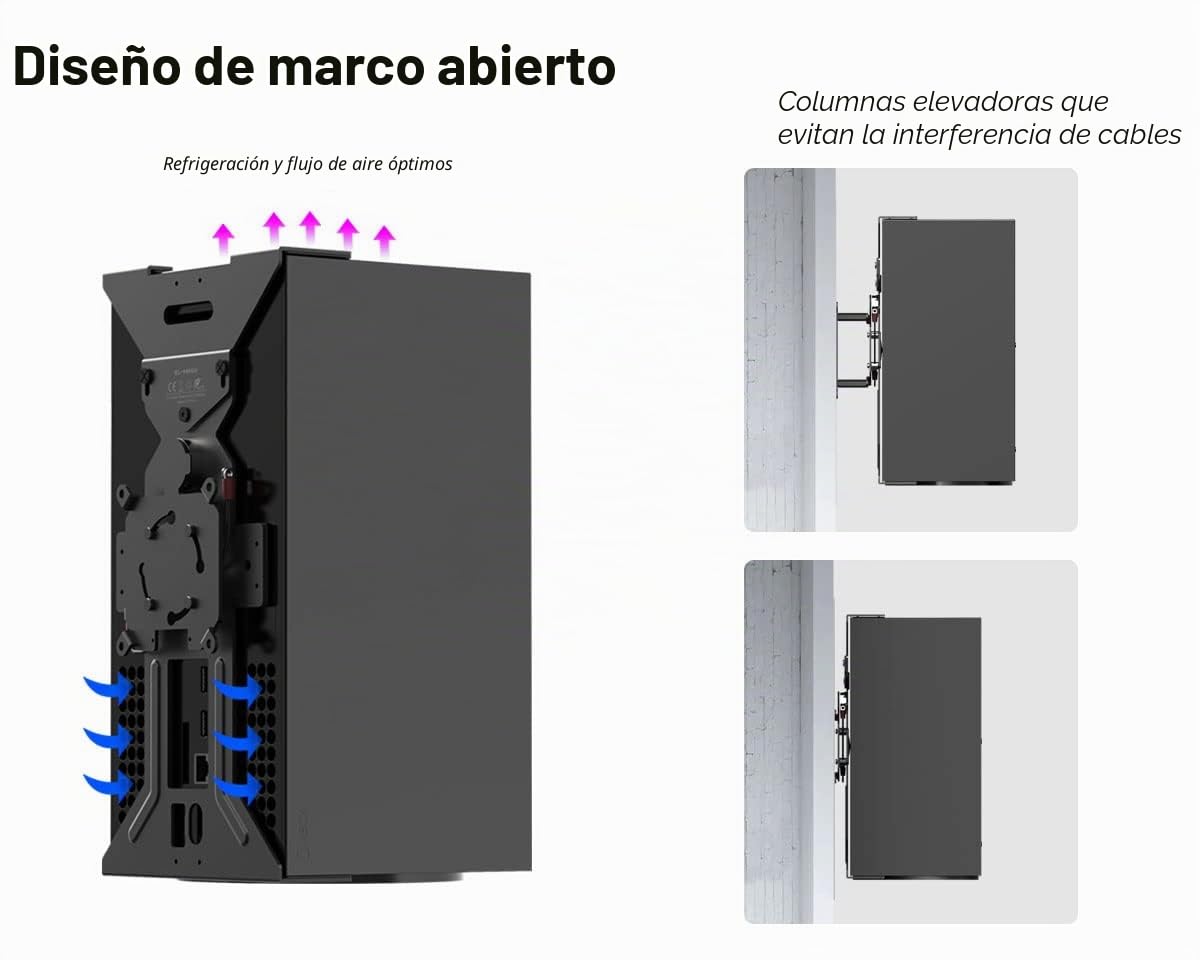ElecGear Soporte de Pared Magnético para Xbox Series X, Soporte Metálico con Gancho para Auriculares, Imanes incorporados y Nivel de Burbuja - montaje XSX Vertical, Horizontal o debajo del Escritorio