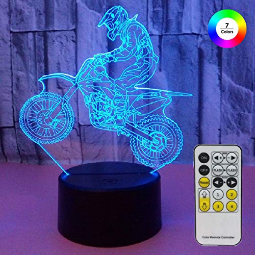 Aidool Night Lights for Kids Motocross Lamp 3D Night Light Bedside Lamp 7