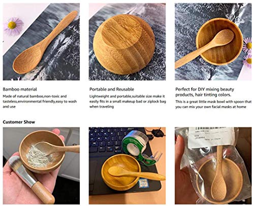 Erioctry Mask Bowl- Cute Small Skin Care Mask Bowl Eco Bamboo Mask Mixing Tool Sets For Ladies Women Diy Cosmetic Tool Kit #TOP4