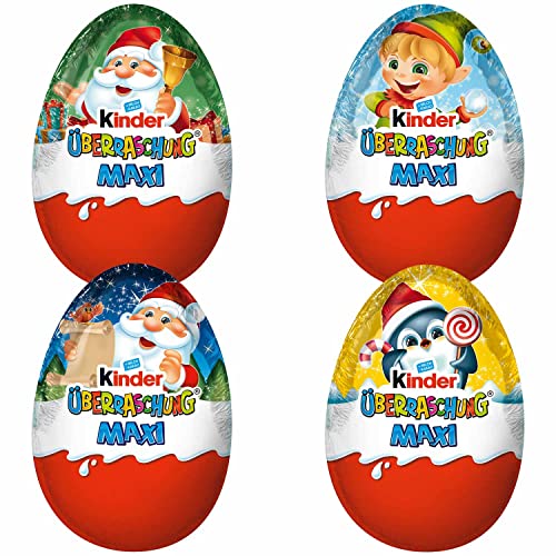 Ferrero Kinder Überraschung | Maxi Ei Classic | 4 x 100g Packung | Weihnachtsmotive Cover