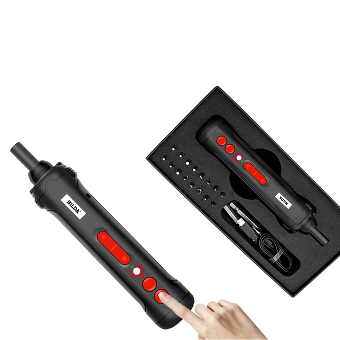 Mini destornillador eléctrico, juego de herramientas inalámbricas,2000 mAh taladros pequeños recargables destornilladores eléctricos de 4V con función de detección de circuito,luz de trabajo LED