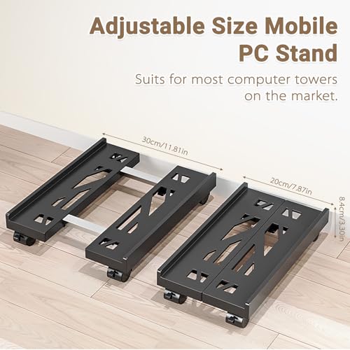 JOTOL Soporte para CPU, Soporte Móvil Ajustable para CPU y Torre de PC con 4 Ruedas Giratorias con Bloqueo - Ajustable(20-30cm), Soporta hasta 30kg, Ideal para Hogar, Oficina y Estación de Gaming - imagen 2