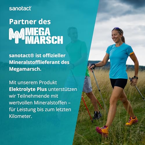sanotact Elektrolyte Plus (20 Beutel) • Elektrolyt Pulver für Flüssigkeitshaushalt • Kalium & Magnesium für Elektrolytgleichgewicht • 100% Vegan • Recovery Drink • Mit Orangengeschmack