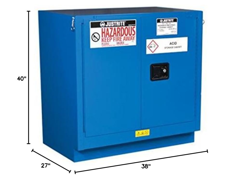 Justrite 8623282 Undercounter Hazardous Material Steel Safety Cabinet, 22 gal, Steel, Blue
