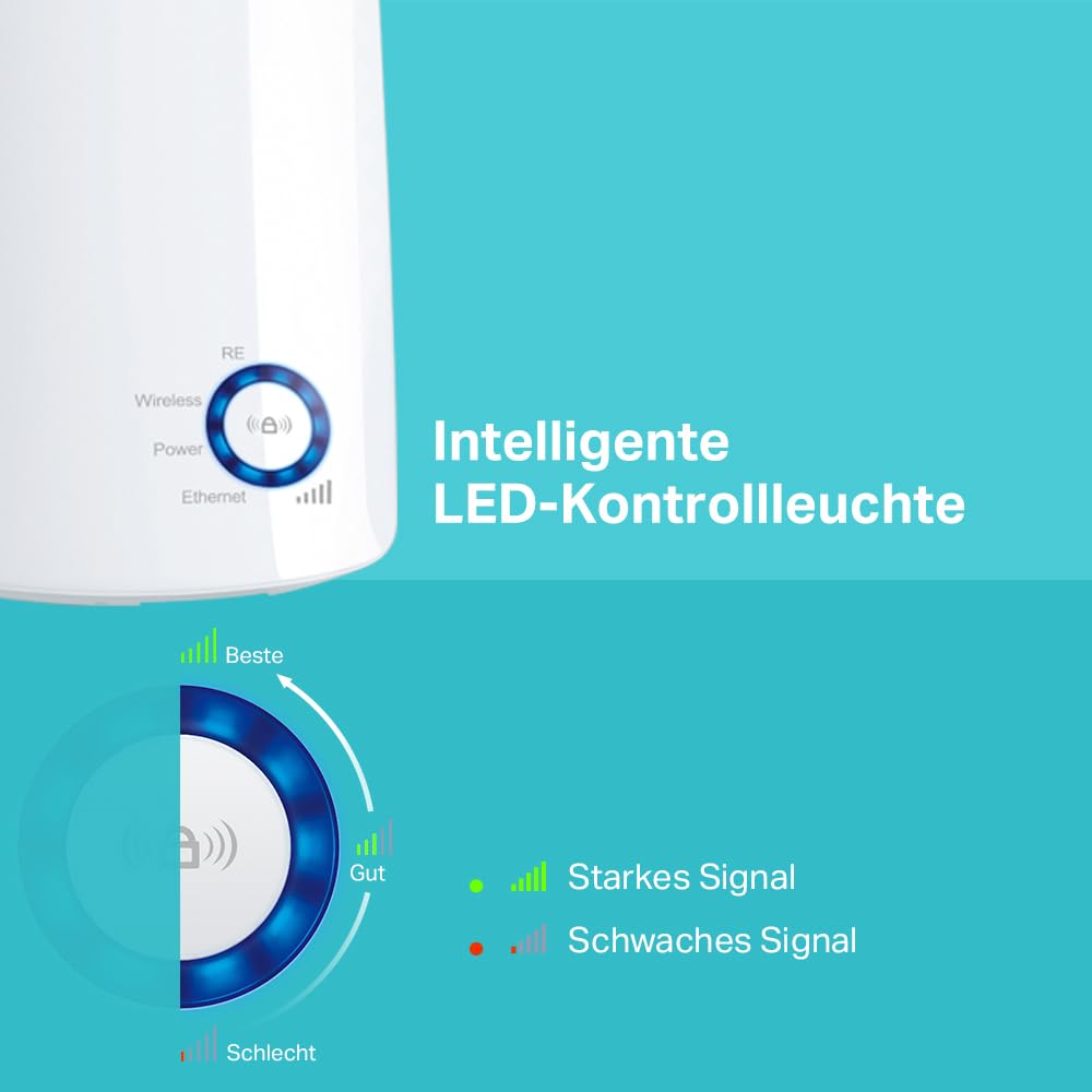 TP-Link TL-WA850RE WLAN Verstärker Repeater(300 Mbit/s, WLAN Verstärker, App Steuerung, Ethernet-Port, WPS, AP Modus, LED abschaltbar, kompatibel zu Allen WLAN Geräten) weiß - 4