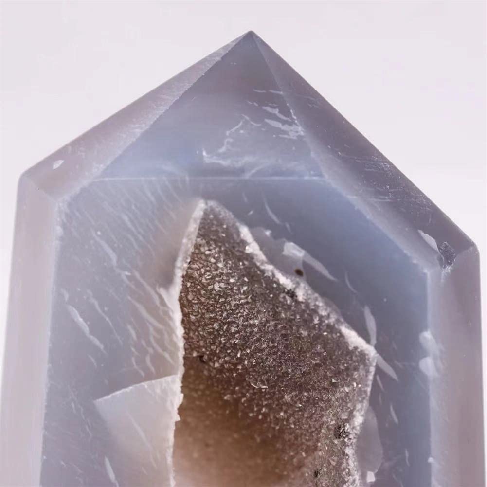 200 g-1000 g Feng Shui natürlicher Kristall-Crackle-Quarz-Geode-Achat-Punkt mit glänzendem 1 Stück schönem Kristall ERTEYIN (Color : 1pc 840g-930g)