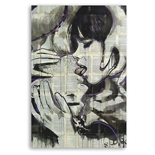 Affisch väggkonst canvas målning tryck (40 x 70 cm - ingen ram) estetisk abstrakt kärlek älskare kyssar tryck målningar för vardagsrum