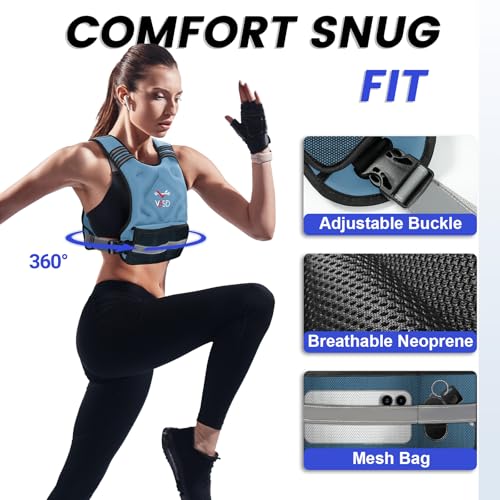 Image of VBSD Adjustable Weighted Vest for Women Men 4-10lb /11-20lb /20-32lb Vest with 6 Ironsand Weights Body Weight Vest with Reflective Strip for Running Walking Strength Training Workouts