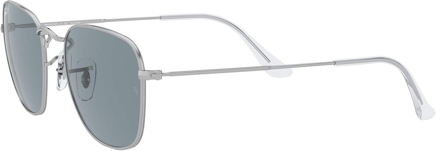 Ray-Ban Rb3857 Frank Square Sunglasses Silver/Polarized Blue 48 Millimeters