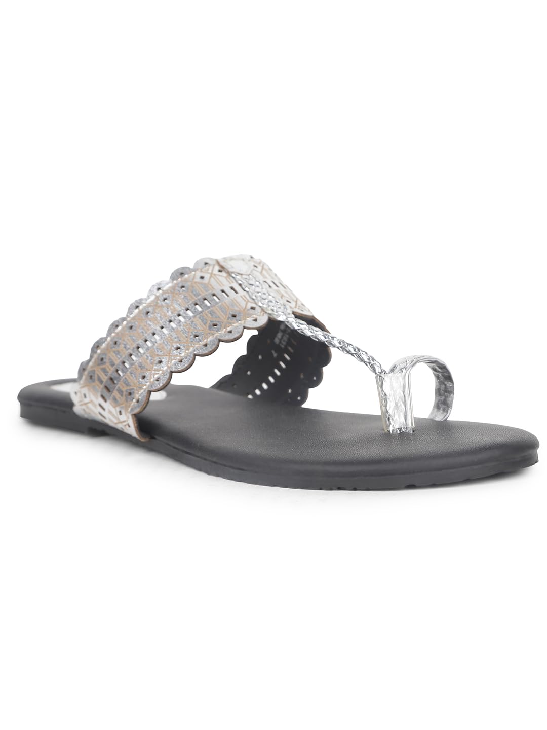 Bata Metallic Tr E Women's Silver Flat Sandals - 5 UK (5711431)