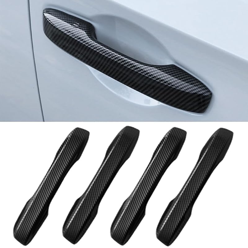 Capa Protetora para Maçaneta de Porta Honda e Acura em ABS com Encaixe por Pressão, Acabamento Fibra de Carbono, 4 Peças