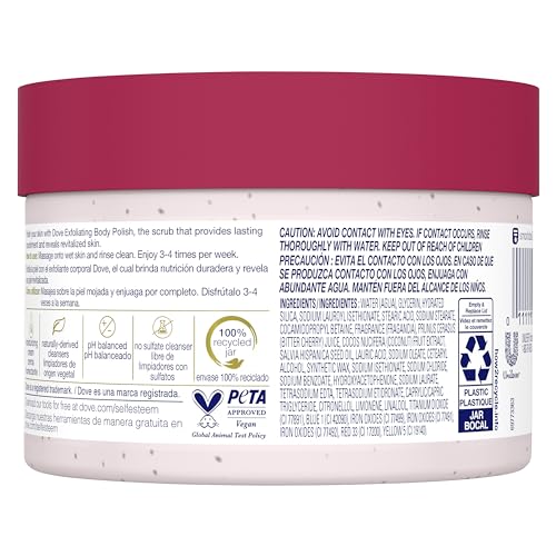Dove 10011111040035 Exfoliating Body Polish Crushed Cherries & Chia Milk Skin Care For Revitalized Skin Formulated With 1/4 Moisturizing Cream 10.5 Oz thumb #1